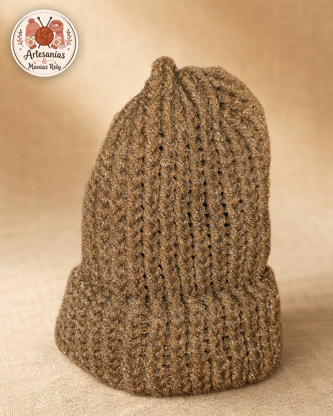 Café clásico, gorro tejido a mano